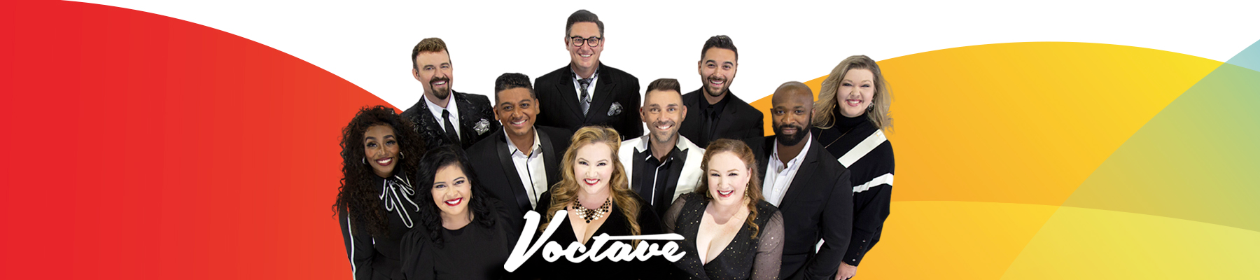 Voctave header featuring a group photo of the Voctave members