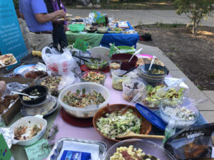 a table of the potluck food