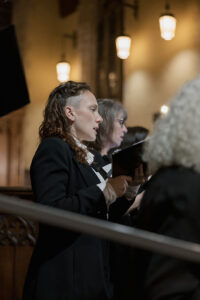 Members of the Santa Barbara Choral Society singing during the Red, White, and Blues concert at Trinity Episcopal Church on February 25, 2024